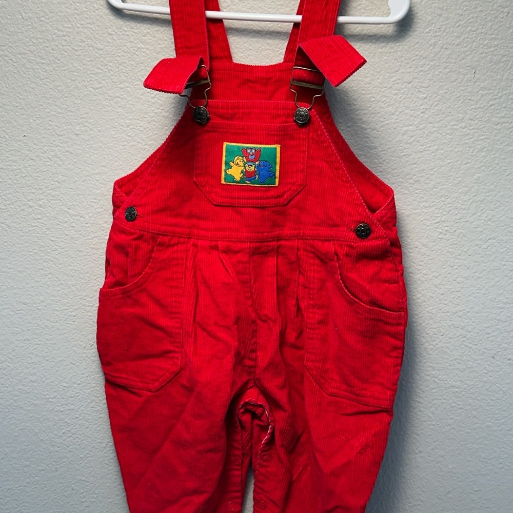 RARE Vintage ‘Mine Alone’ Red Kids 100% Cotton Corduroy Overalls